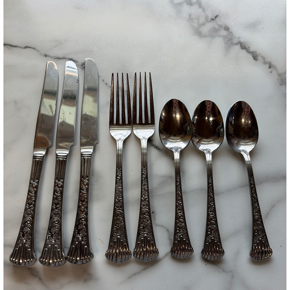 Wallace Flatware 8pc Silver Corsica Floral Scroll Ornate Replacement Set Dining